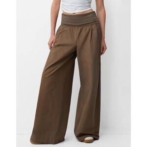 Bershka Brown Wide Leg High Waist Lounge Pants Women's Size M